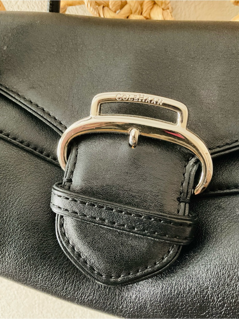 Cole Haan Black Shoulder Leather Bag with Silver Hardware. NWOT condition. OS - Picture 5 of 13